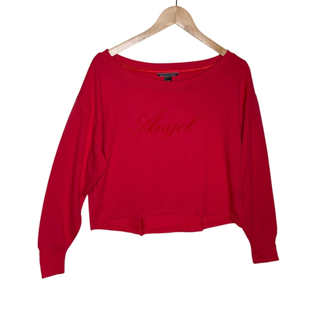 Victoria's Secret Womens Red Cropped Sweatshirt Size Small Angel